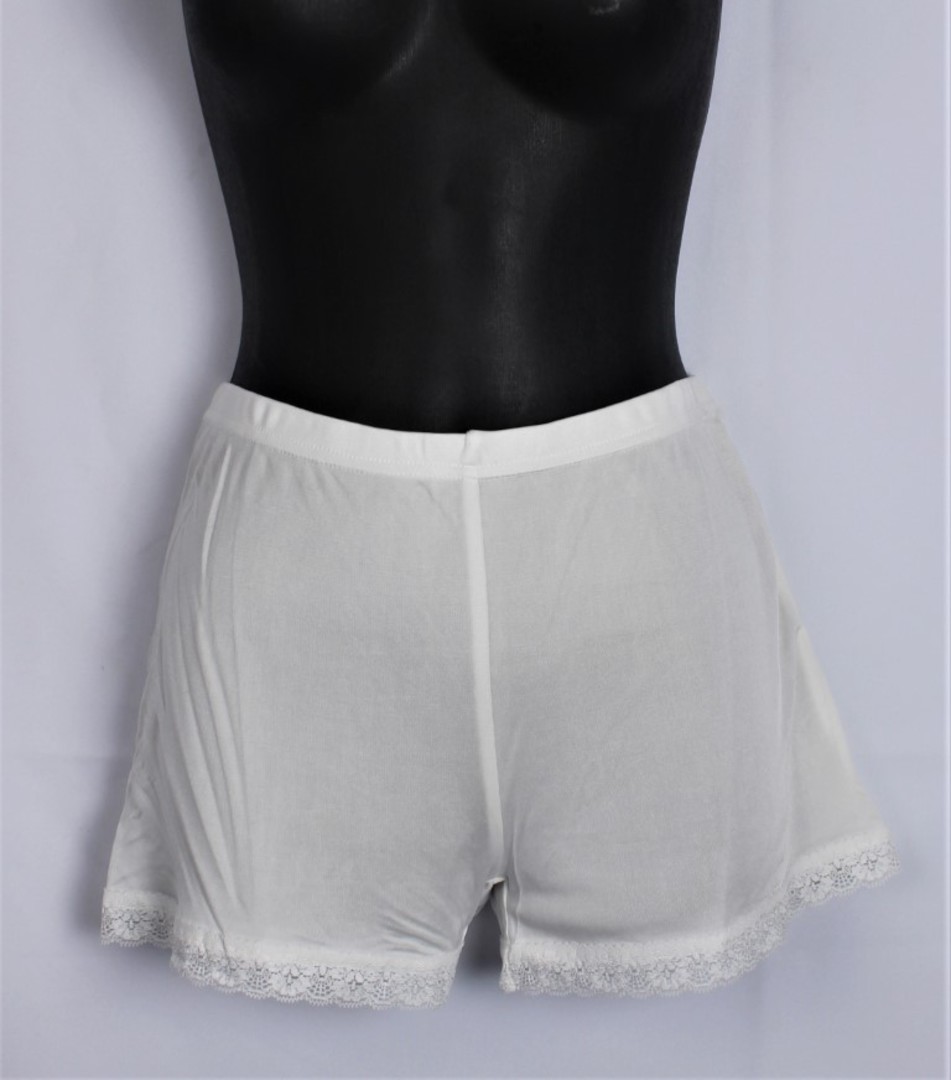 Silk French knickers with lace trim natural Style:AL/SILK/9/NAT image 0